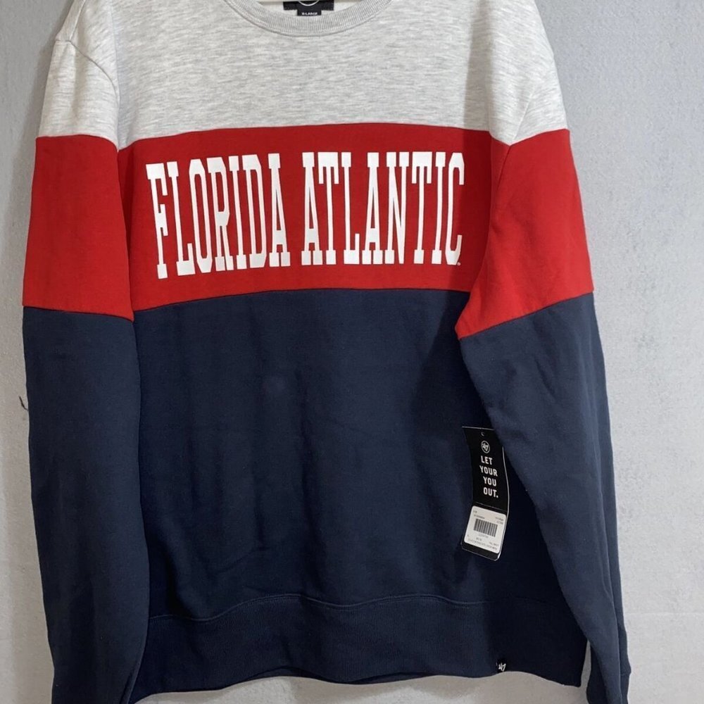 47‎ FLORIDA ATLANTIC Men's Fall Navy Co-Ed Interstate Crew Sweater Size XL NWT
